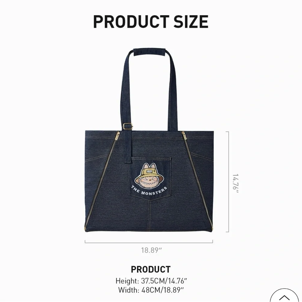 POP MART LABUBU The Monsters Fall in Wild Series Denim Apron Bag